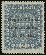 WWI - ITALY VENEZIA GIULIA - 1918 2kr Blue Of Austria Overprinted "Regno D'Italia", Sass 15, Superb Mint. Lovely... - Non Classés