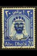 1966 20f On 20n.p Ultramarine, Variety "perf 14½", SG 17b, Very Fine Used. Scarce Stamp. For More Images,... - Abu Dhabi