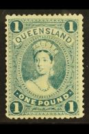 QUEENSLAND 1907 £1 Bluish Green, SG 312, Very Fine And Fresh Mint Og. Lovely Stamp. For More Images, Please... - Otros & Sin Clasificación