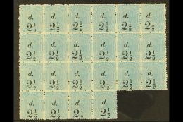 TASMANIA 1889 ½d On 9d Pale Blue, SG 169, BLOCK OF 22 Mint, Chiefly Never Hinged (just 3 Stamps Hinged).... - Other & Unclassified