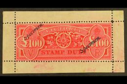 VICTORIA 1884-00 £100 Aniline Crimson (wmk Upright) Stamp Duty Recess- Printed From A Single Die With Full... - Otros & Sin Clasificación