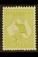 1915-27 3d Yellow-olive Kangaroo, SG 37, Never Hinged Mint. For More Images, Please Visit... - Sonstige & Ohne Zuordnung