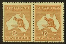 1923-24 6d Chestnut Kangaroo With "LEG OF KANGAROO BROKEN" Variety, In Horiz Pair With Normal, SG 73/73a, Very... - Other & Unclassified