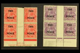 1930 2d On 1½d And 5d On 4½d Surcharges, SG 119/120, Both As JOHN ASH Imprint Blocks Of Four, Fine... - Autres & Non Classés