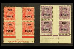 1930 2d On 1½d And 5d On 4½d Surcharges, SG 119/120, Both As JOHN ASH Imprint Blocks Of Four, Fine... - Otros & Sin Clasificación