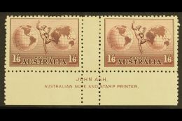 1934 1s6d Dull Purple "Hermes", Perf 11, No Watermark, SG 153, JOHN ASH Imprint Pair, Fine Mint. (2 Stamps) For... - Other & Unclassified