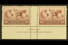 1934 1s6d Dull Purple "Hermes", Perf 11, No Watermark, SG 153, JOHN ASH Imprint Pair, Fine Mint. (2 Stamps) For... - Otros & Sin Clasificación