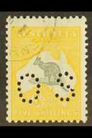 OFFICIAL 1915-28 5s Grey & Yellow Kangaroo Perforated "OS" With WHITE COLLAR ON KANGAROO Variety, BW 44wa... - Other & Unclassified