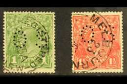OFFICIAL 1924 1d Sage-green & 1½d Scarlet Heads No Watermark With "OS" Perfins, SG O86/87, Fine Cds... - Andere & Zonder Classificatie