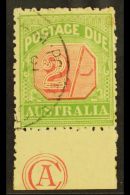 POSTAGE DUES 1909 2s Rosine And Yellow Green, SG D70, Fine Marginal Used With "Cooke" Monogram In The Bottom... - Andere & Zonder Classificatie