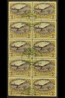 1916 5k Purple & Olive-brown Jubilee On GREY PAPER, Michel 155z, Fine Used Block Of 10, Scarce Multiple. (10... - Other & Unclassified