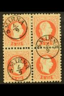 PO's IN LEVANT 1867-83 5s Red Fine Printing (Michel 3 II, SG 10), Superb Cds Used BLOCK Of 4 Cancelled By Three... - Otros & Sin Clasificación