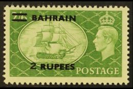 1950 2r On 2s 6d Yellow Green, Surcharge Type II, SG 77a, Very Fine Mint.  For More Images, Please Visit... - Bahrain (...-1965)