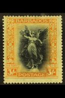 1920-21 3s Black And Dull Orange Victory With WATERMARK SIDEWAYS INVERTED AND REVERSED, SG 211y, Mint Lightly... - Barbades (...-1966)