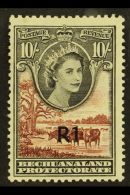 1961 1R On 10s Black And Red Brown, Type 1 Surcharge, SG 167, Very Fine And Fresh Mint. Scarce Stamp. For More... - Other & Unclassified