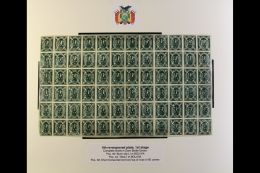 1867-68 5c Dark Bottle Green Condor COMPLETE SHEET Of The 4th Re-engraved Plate Of The 1st Stage Mint Full OG In... - Bolivië