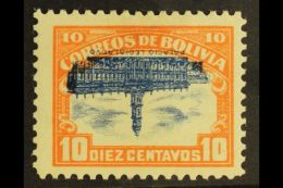 1916-17 10c Orange & Blue Parliament Without Stop CENTRE INVERTED Variety (Scott 116c Var, SG 148b), Fine... - Bolivia