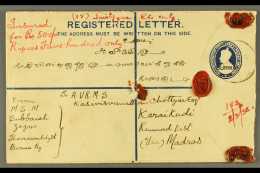 1938 (March) Overprinted 3a And 1a Registered Envelope , Bearing Additional Overprinted 1a, 3a And 1r Tied By... - Burma (...-1947)