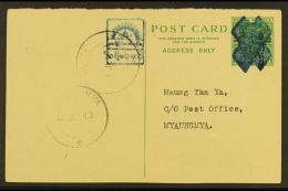 JAPANESE OCCUPATION - BURMESE GOVERNMENT 1943 (1st July) ½a On 9ps Green KGVI Postal Stationery Card,... - Birmanie (...-1947)