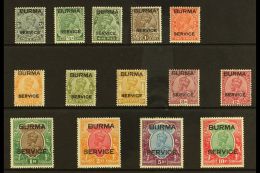OFFICIALS 1937 KGV Stamps Of India Opt'd "Burma Service" Complete Set, SG 01/014, Very Fine Mint (14 Stamps) For... - Birma (...-1947)