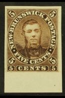 1860 5c Brown Charles Connell (as SG 13) IMPERF. PLATE PROOF On India Paper. A Beautiful Proof Of This Famous... - Otros & Sin Clasificación