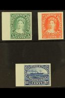 1860 5c Yellow Green, 10c Red And 12½c Blue, Plate Proofs On Ungummed Paper, Uni 8p, 9p And 10p, Very Fine... - Other & Unclassified