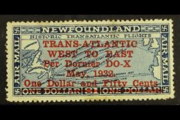 1932 $1.50 On $1 Deep Blue "Transatlantic Per Dornier DO-X" Overprint, SG 221, Mint, Few Toned Perfs At Top And At... - Other & Unclassified