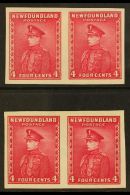 1932 4c Rose-lake Prince Of Wales TWO IMPERF PAIRS With And Without Gum, Unitrade 189a & 189aI, Very Fine (2... - Other & Unclassified