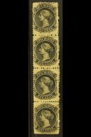 1860-63 1c Jet Black On Yellowish Paper, SG 9, Fine Used VERTICAL STRIP FOUR, Scarce Multiple. For More Images,... - Sonstige & Ohne Zuordnung