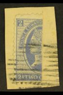 1872 2c Blue BISECTED VERTICALLY Tied To Neat Piece By Barred Oval Cancellation (SG 38a, Cat £4000 On Cover)... - Sonstige & Ohne Zuordnung