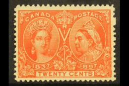 1897 20c Vermilion Jubilee With Unusual Missing Perf Pin At Right, SG 133, Very Fine Lightly Hinged Mint. For More... - Andere & Zonder Classificatie