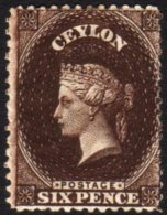 1867 6d Blackish Brown, Wmk "Small" CC, Perf 12½, SG 67b, Very Fine Mint. For More Images, Please Visit... - Ceylan (...-1947)