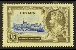 1935 6c Ultramarine & Grey Jubilee DOT TO LEFT OF CHAPEL Variety, SG 379g, Very Fine Mint. For More Images,... - Ceylan (...-1947)