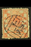 1883 3ca Pale Red Large Dragon On Thicker Paper, SG 8a, Finely Used With Closed Tear And Slight Perf Damage. For... - Sonstige & Ohne Zuordnung