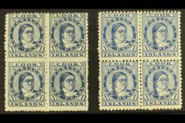 1893-1900 1d Blue Perf 12x11½, SG 6, Two Distinct Shades In Fine Mint (two Stamps In Each Block Never... - Cookinseln