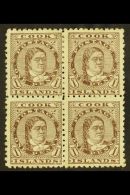 1893-1900 1d Bistre-brown Perf 11, SG 13b, Fine Mint (two Stamps Never Hinged) BLOCK Of 4, Fresh. (4 Stamps) For... - Cookeilanden