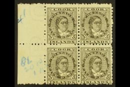 1902 5d Olive-black, SG 33, Fine Mint Marginal BLOCK Of 4, Fresh. (4 Stamps) For More Images, Please Visit... - Islas Cook