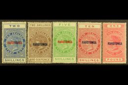 POSTAL FISCALS 1921-23 Complete "RAROTONGA" Opt'd Set, SG 76/80, Some Light Gum Tone On 2s, Otherwise Fine Mint... - Cookeilanden