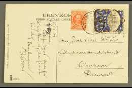 1909 CHRISTMAS SEAL ON POSTCARD. Picture Postcard Showing St Thomas, Addressed To Denmark, Bearing 10b Stamp And... - Danish West Indies
