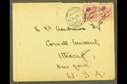 BRITISH FORCES IN EGYPT 1922 Cover To USA, Franked With 1922 5m Pink "Kingdom" Ovptd Pair, Cancelled By "British... - Altri & Non Classificati