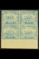 SUEZ CANAL COMPANY 1868 20c Blue, SG 3, Fine Mint Marginal Block Of 4 (Positions 99-100 / 111-112, Bearing... - Andere & Zonder Classificatie