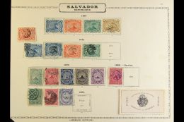 1868-1899 COLLECTION On Ancient Pages, Mint & Used, Inc 1867 Set Used, 1874 Opts Used Set To 2r, 1879 Set... - El Salvador