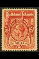 1912-20 5s Deep Rose-red, SG 67, Very Fine Mint. For More Images, Please Visit... - Falkland