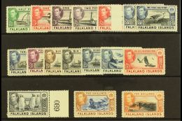 1938-50 Definitives Complete Basic Set From ½d To 10s, SG 146/162, Very Fine Mint, The 2s6d Is Never Hinged... - Falklandeilanden