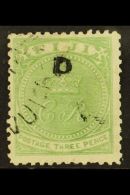 1871 3d Pale Yellow-green (SG 11) With "D" Without Serifs Overprint Of Stamp Duty Issues, Showing Strong Doubling,... - Fidschi-Inseln (...-1970)