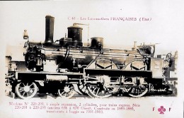 CARTE POSTALE ORIGINALE ANCIENNE : C 61 LES LOCOMOTIVES FRANCAISES (ETAT) : LA LOCOMOTIVE VAPEUR 201-204 - Matériel