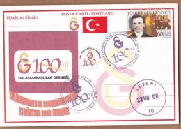AC- TURKEY POSTAL STATIONAR -  THE CENTENARY OF ASSOCIATION OF FUN OF GALATASARAY SPORTS CLUB ISTANBUL 23 AUGUST 2008 - Postal Stationery