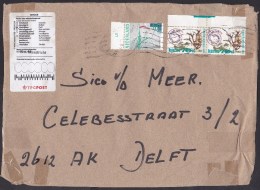 Netherlands: Parcel Fragment (cut-out), 2004, 3 Stamps, Returned, Retour Label (damaged, Tape Over 2 Stamps) - Cartas & Documentos