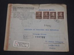 ROUMANIE - Enveloppe Commerciale En Recommandée Expres Pour La France En 1943 Avec Contrôle Postal - A Voir - L 1887 - Marcofilie