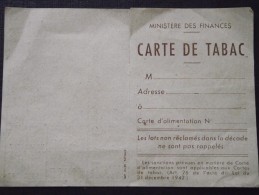 CARTE De TABAC Vierge - Ministère Des Finances - 1947 - Bon état - A Voir ! - Documenten